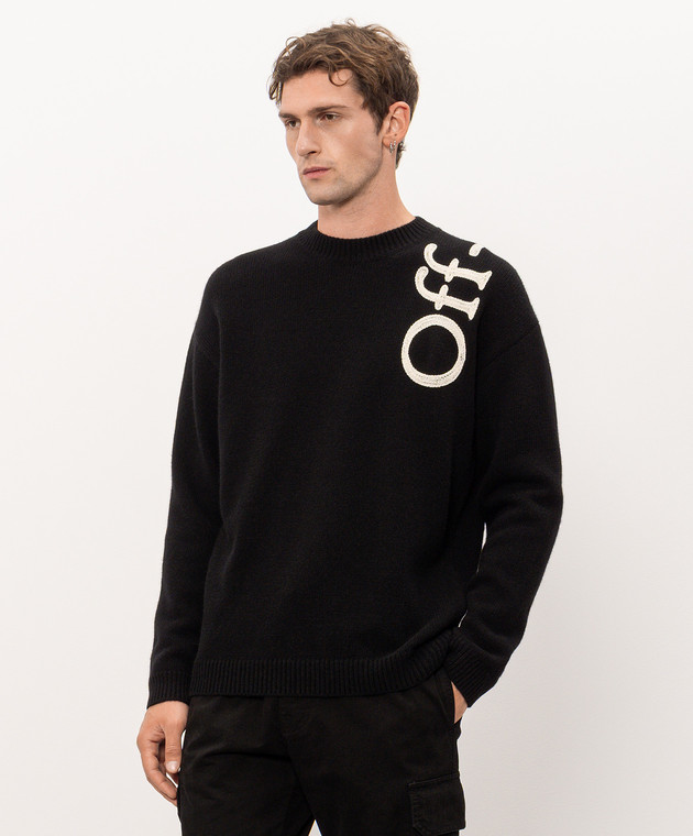 Off-White Черный свитер с шерстью 44MHE213F26K001 изображение 3