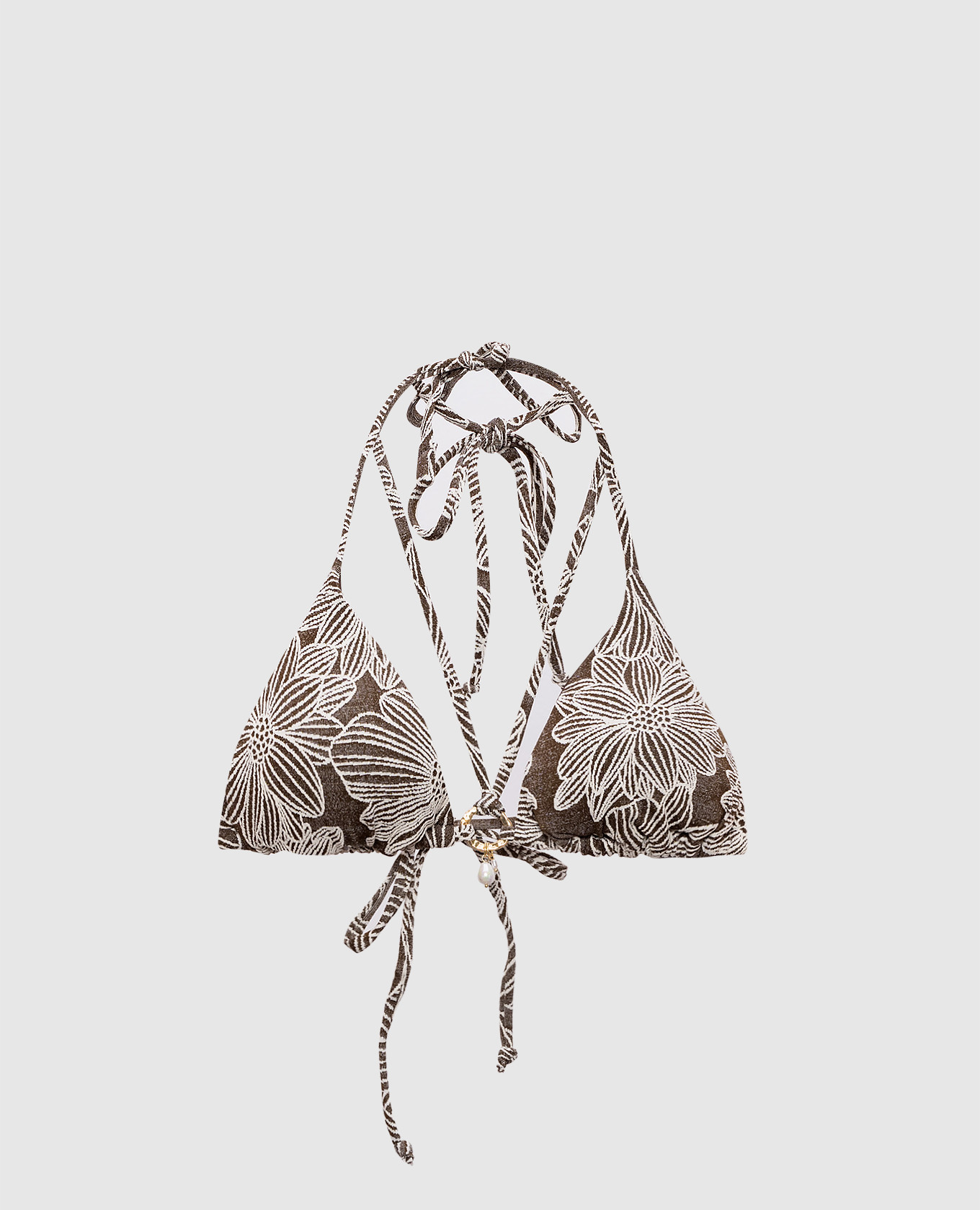 Коричневый лиф от купальника в цветочный узор