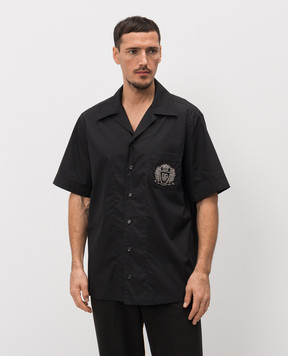 Dolce&Gabbana Черная рубашка с геральдической нашивкой логотипа G5JH9ZGK278