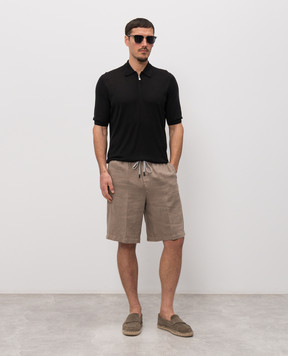 Enrico Mandelli Черное поло из шелка с нашивкой логотипа 3K065A5674