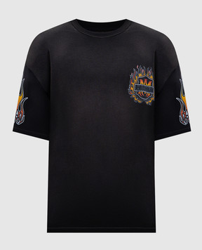AMIRI Чорна футболка Flames з принтом логотипа AMTOJR1111