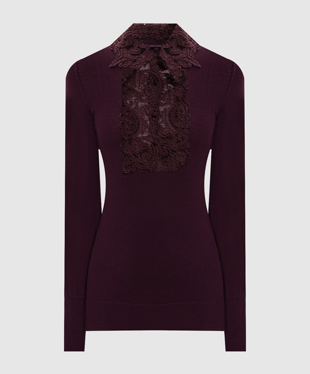 Ermanno Scervino Бордовый джемпер из шерсти с кружевом D495M311APATL