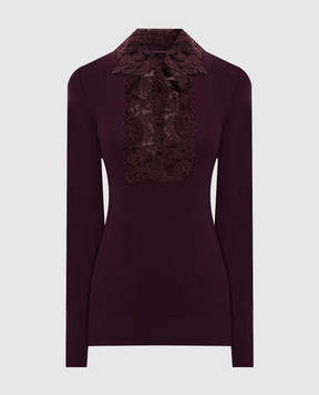 Ermanno Scervino Бордовый джемпер из шерсти с кружевом D495M311APATL