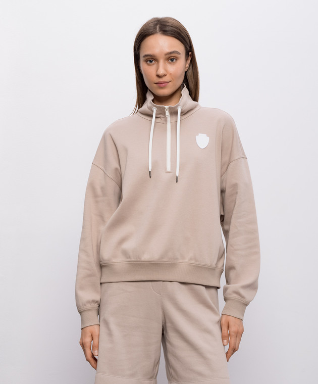 Brunello Cucinelli Бежевий світшот з нашивкою емблеми MG927VT404 зображення 3