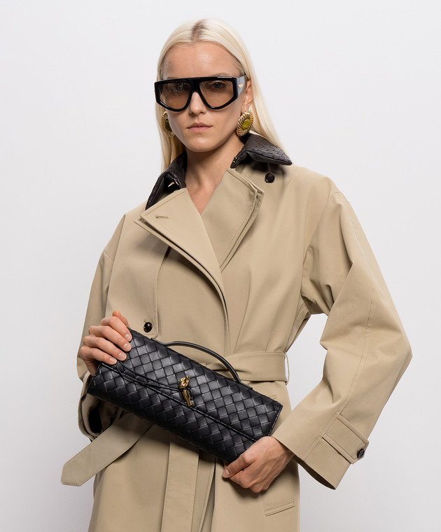Bottega Veneta Черный кожаный клатч Andiamo 741511VCPP3 изображение 2