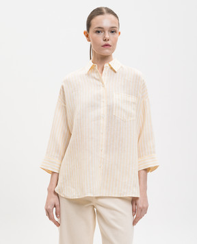 Max Mara Weekend Желтая рубашка PANETTO в полоску из льна WKDPANETTO