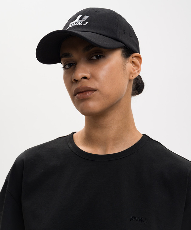 Juun.j Черная кепка с контрастным логотипом JW618BW015 изображение 2