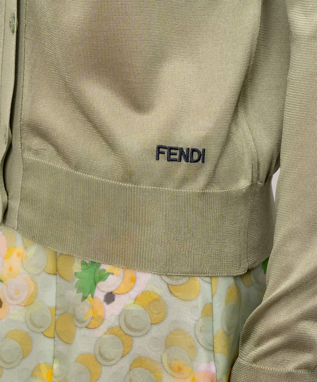 Fendi Кардиган цвета хаки с вышивкой логотипа FZE574AW4V изображение 5