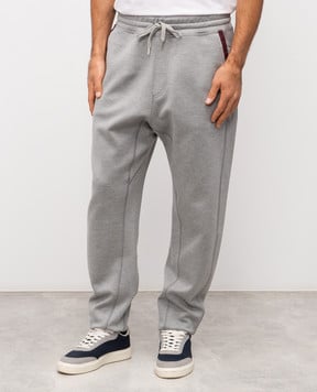 Brunello Cucinelli Сірі меланжеві спортивні штани з принтом емблеми MM8433102G