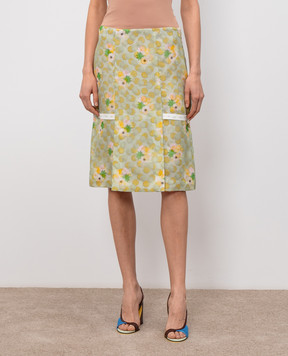 Fendi Зелена спідниця із шовку в принт FQ7721AW9S