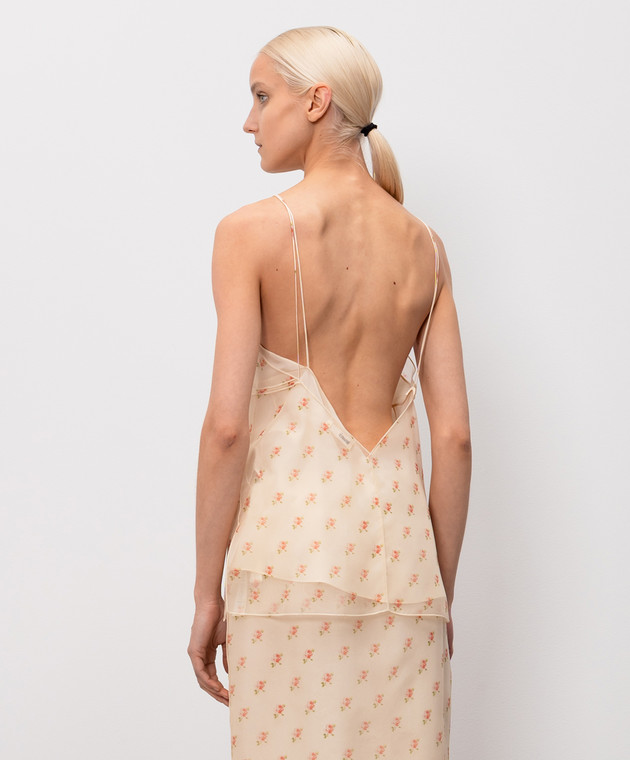 Khaite Бежевый топ Timy из шелка в цветочный принт 24663436 изображение 4