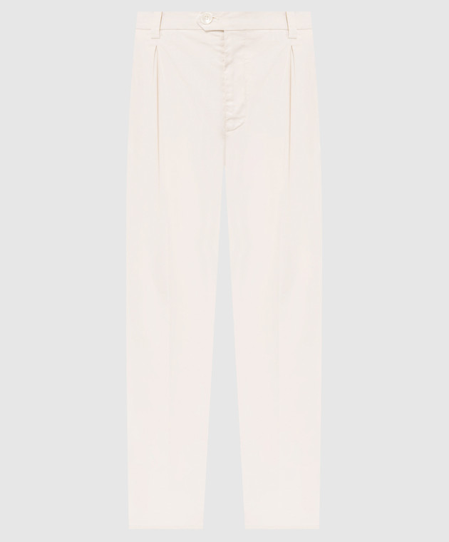 Brunello Cucinelli Брюки цвета айвори с патчем M289L3030F