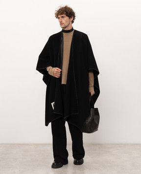 Ann Demeulemeester Черное пончо с шерстью Ovart B0014418FA510