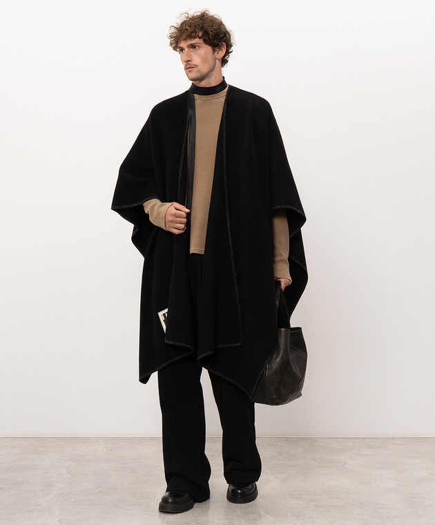 Ann Demeulemeester Черное пончо с шерстью Ovart B0014418FA510 изображение 2