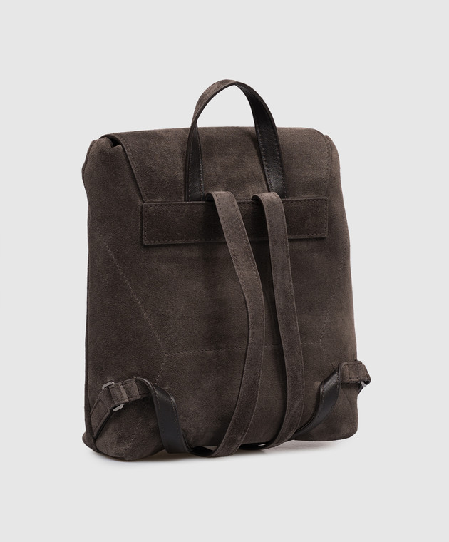 Brunello Cucinelli Коричневий замшевий рюкзак з тисненням логотипа MBDLB2826P зображення 3