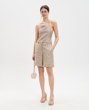 Peserico Бежевий топ з льоном з відкритою спиною S0820401921