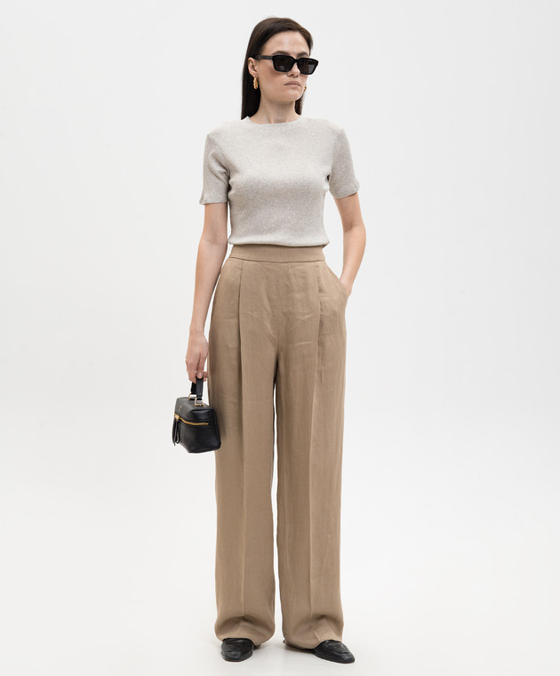 Loulou de Saison Серая меланжевая футболка AVALYN в рубчик AVALYNLDS изображение 2