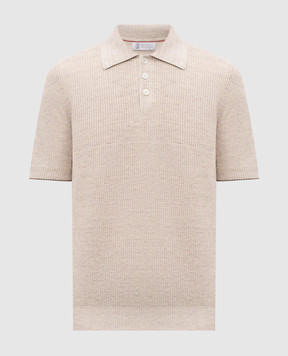 Brunello Cucinelli Поло бежевого цвета с леном M2L707715