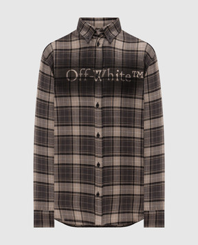 Off-White Сіра сорочка в клітинку з логотипом OMGE04MF25FAB003