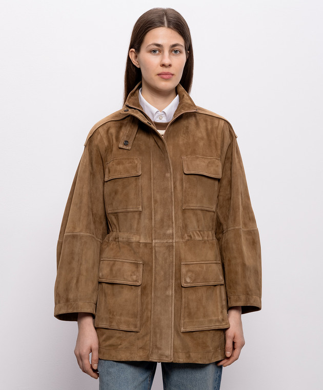 Brunello Cucinelli Коричневая замшевая куртка MPCAI7853 изображение 3