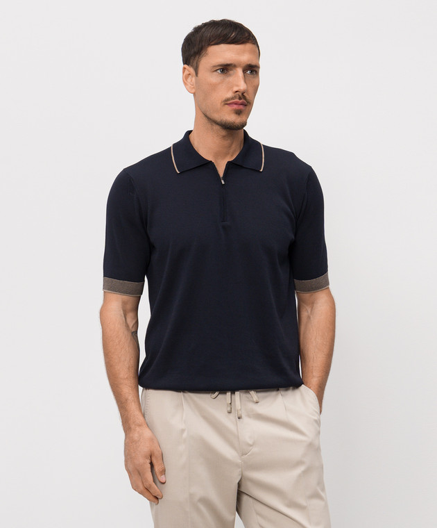 Peserico Синее поло с окантовкой R59478F149173N изображение 3