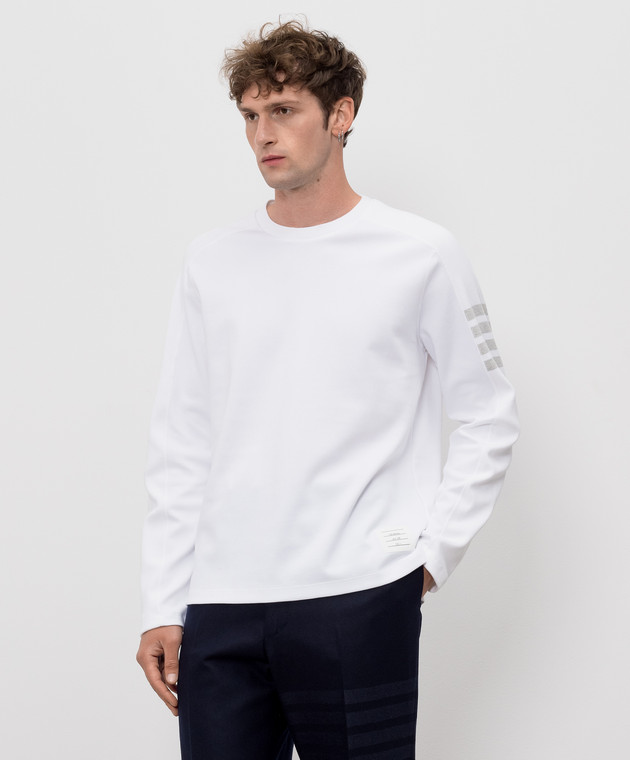 Thom Browne Белый джемпер с брендовыми полосками MJS245A07323 изображение 3