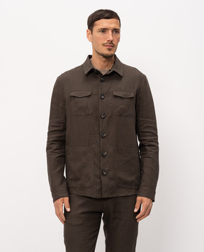 Bilancioni Коричневая рубашка из льна BE26G9DR1