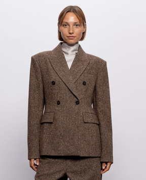 Brunello Cucinelli Коричневый двубортный жакет с шерстью MD0027246