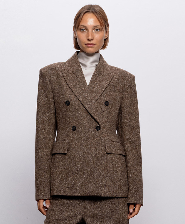 Brunello Cucinelli Коричневый двубортный жакет с шерстью MD0027246 изображение 3