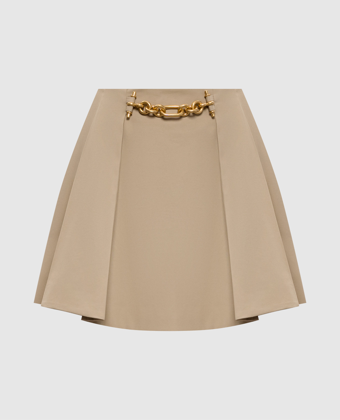 

Бежевая юбка мини с цепью, Бежевый, Юбки-а-силуэта