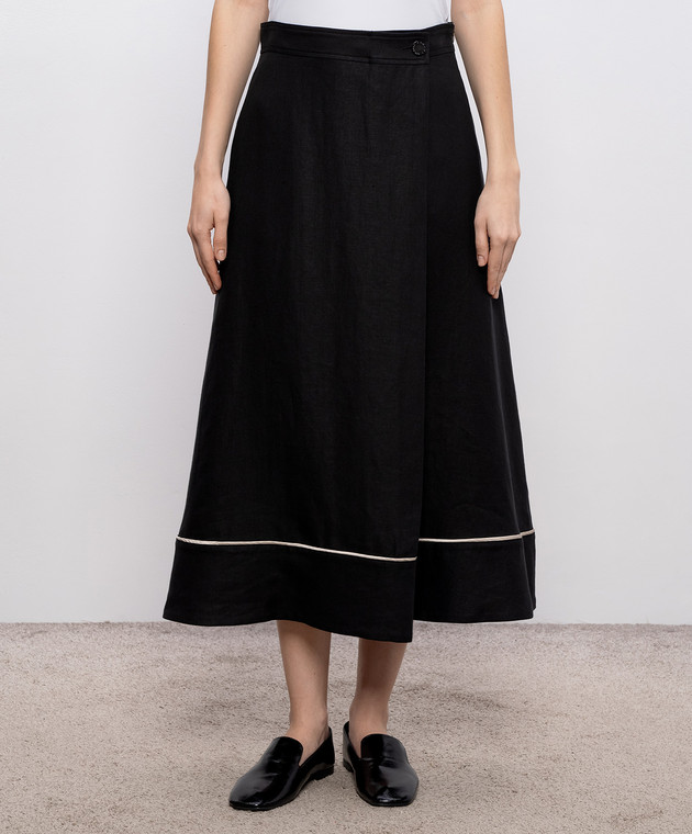 Agnona Чорна спідниця з льону TG1108YU3034 зображення 3