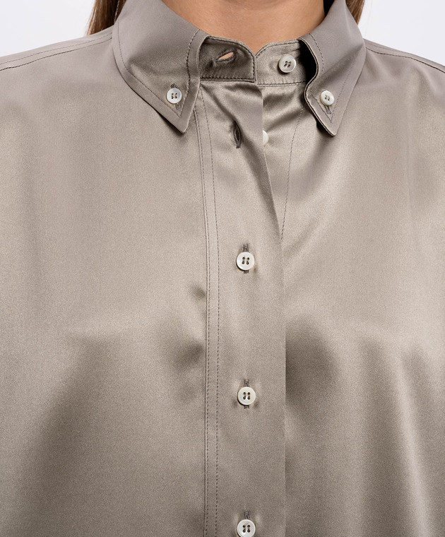 Brunello Cucinelli Блуза кольору хакі із шовку M0C59RA915 зображення 5