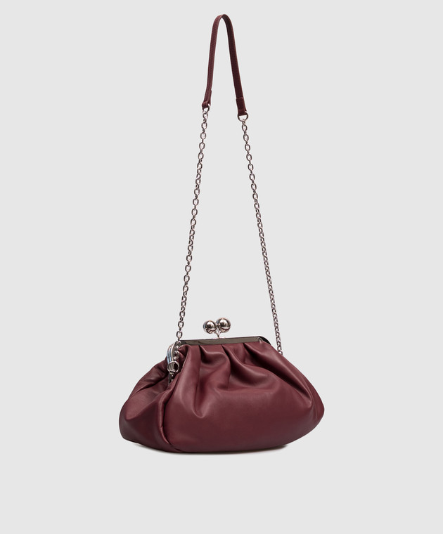 Max Mara Weekend Бордовая кожаная сумка Pasticcino CUBICO изображение 3