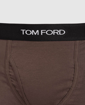 Tom Ford Коричневі труси-боксери з контрастним візерунком логотипа T4LC31040