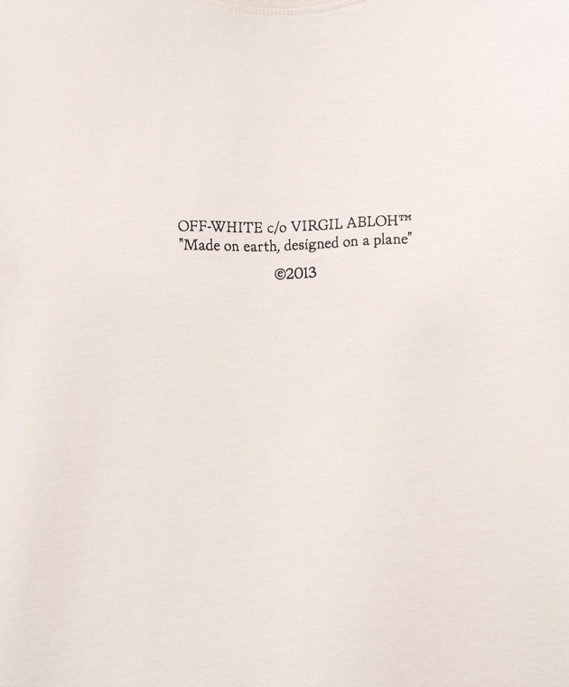 Off-White Бежевая футболка с принтом логотипа 44MAA120S26J007 изображение 5