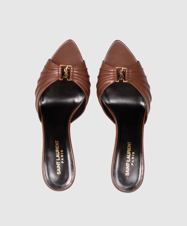 Saint Laurent Коричневые кожаные мюли BABYLONE 799606AADF0 изображение 4
