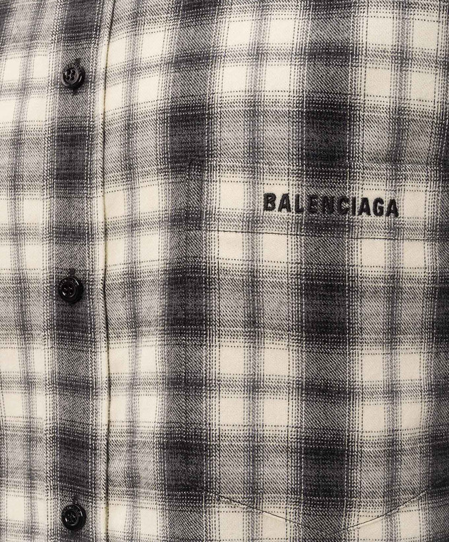 Balenciaga Рубашка цвета айвори в клеточку A001ZSTUM33 изображение 5