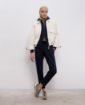 Brunello Cucinelli Синя спортивна куртка з ланцюжком моніль MH827FB706