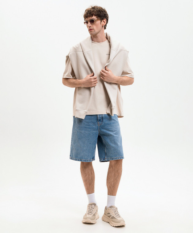 Off-White Бежевая футболка Half Arrow 44MAA120S26J008 изображение 2