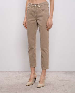 Brunello Cucinelli Бежеві джинси з ланцюжком M0H81P5847