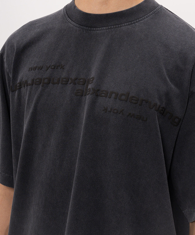 Alexander Wang Чорна футболка з фактурним принтом логотипа UCC3261926m зображення 5