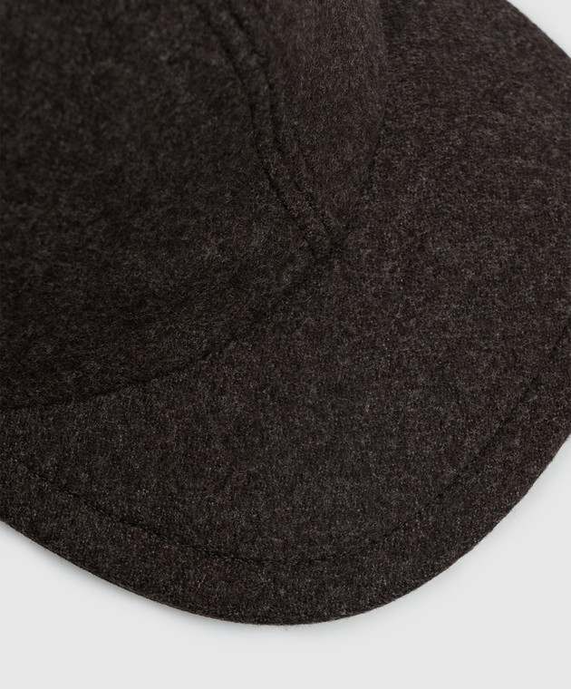 Doriani Cashmere Темно-коричневая кепка из шерсти 191T125T125 изображение 4