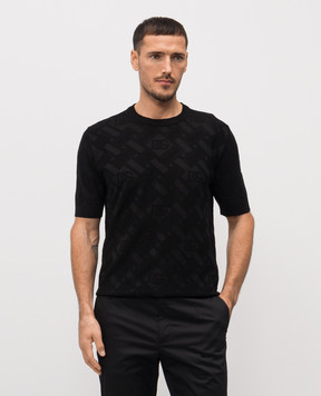 Dolce&Gabbana Черная футболка с шелком в логотип шаблон GXX03TJBSOC
