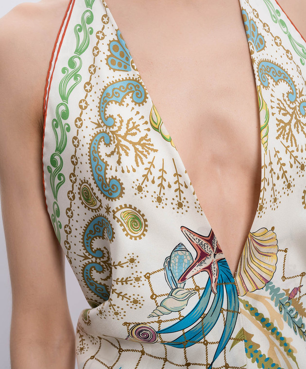 MANTERO 1902 Топ Erita кольору айворі із шовку в принт 1079F0030G0880E зображення 5