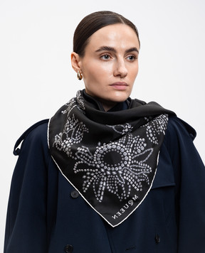 Alexander McQueen Черный платок из шелка в принт 8477223001Q