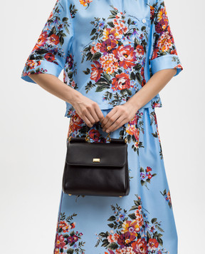 Dolce&Gabbana Чорна шкіряна сумка-сетчел My Sicily з логотипом BB7781B7321