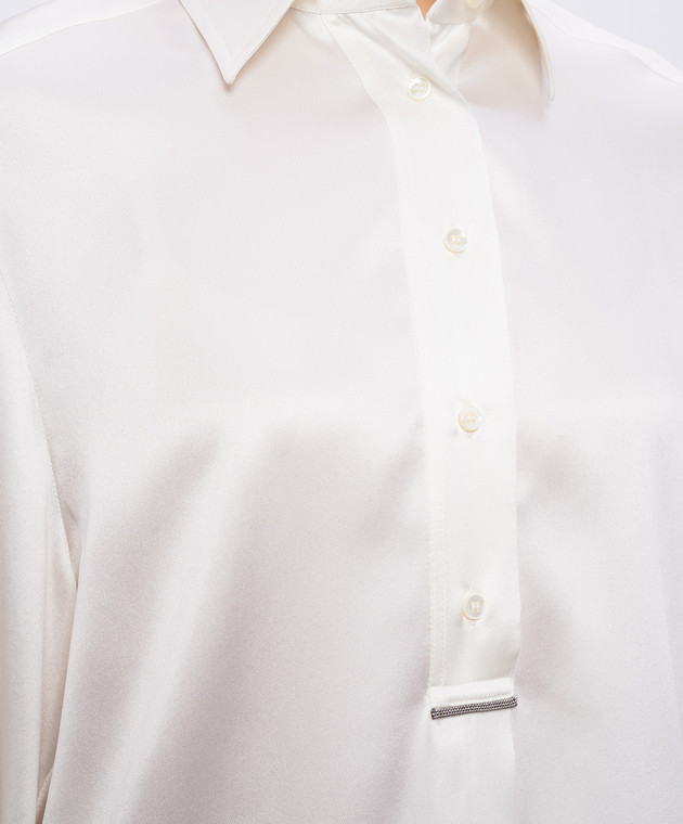 Brunello Cucinelli Блуза из шелка цвета айвори M0C59MQ605 изображение 5