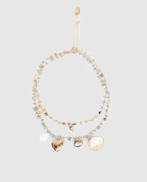 Twinset Золотистий двошаровий ланцюжок з ракушкою 261TO5440