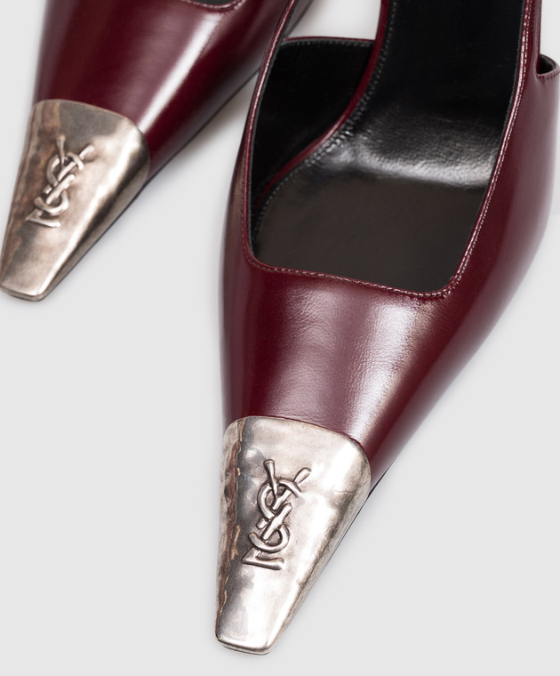 Saint Laurent Бордові шкіряні слінгбеки JEANNE 841158AAFGC зображення 5
