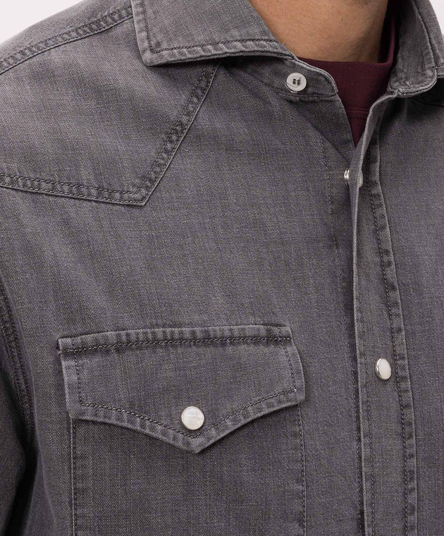 Brunello Cucinelli Серая джинсовая рубашка MH1924008 изображение 5